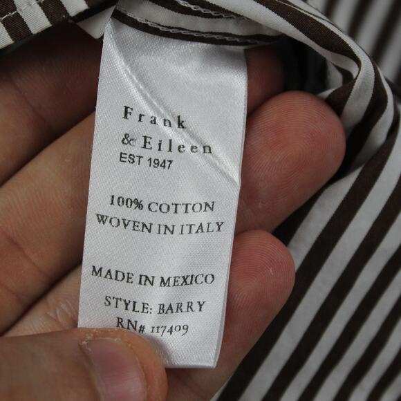 Frank Eileen Shirt Womens Large Barry Tailored Button Up Brown Quiet Luxury Chic - Picture 6 of 9